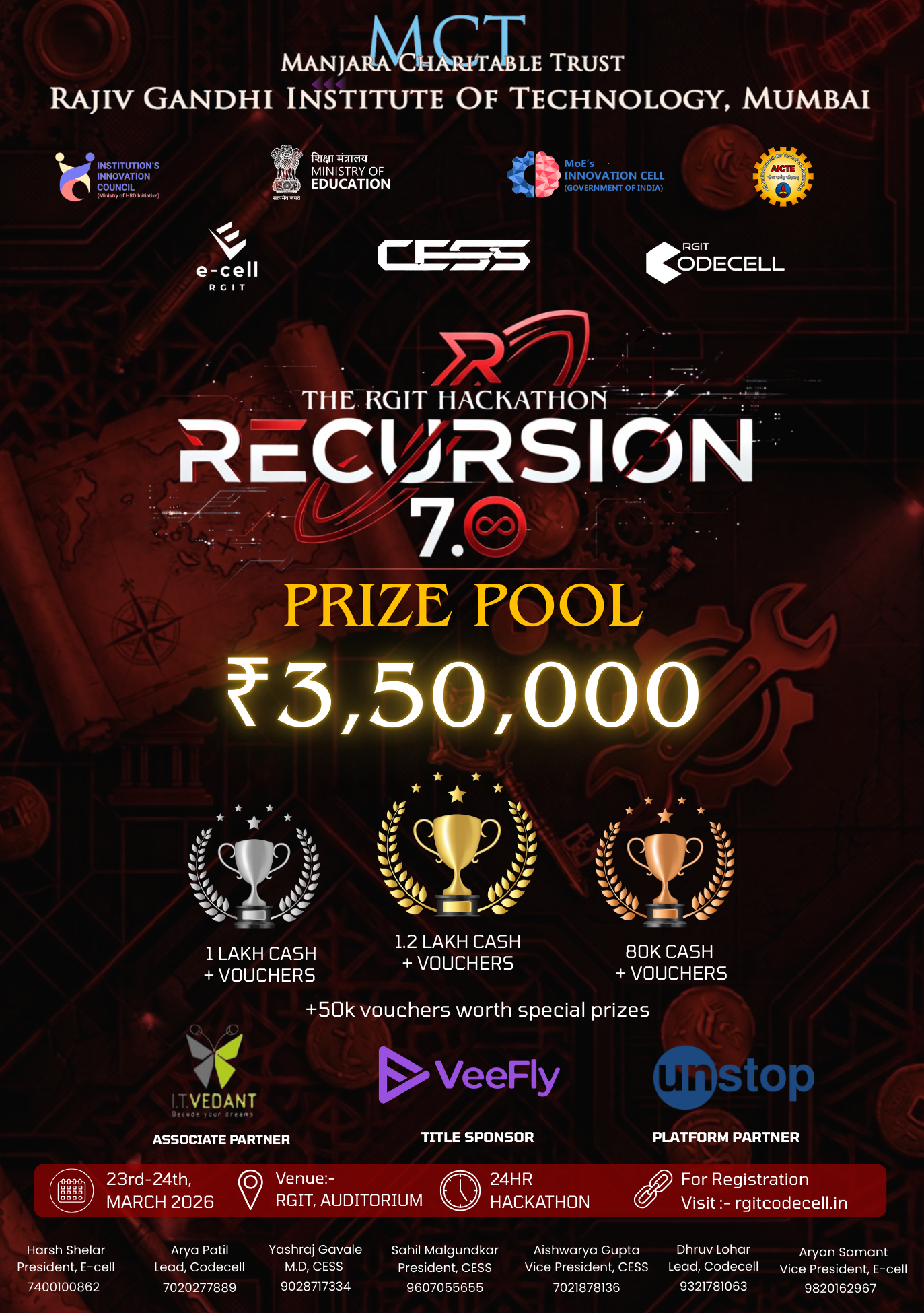 Hackathon event poster with prize details